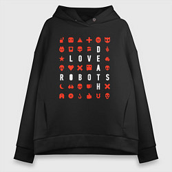 Толстовка оверсайз женская LOVE DEATH ROBOTS LDR, цвет: черный