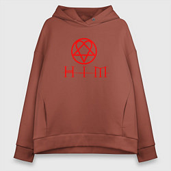 Женское худи оверсайз HIM LOGO RED