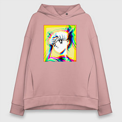 Толстовка оверсайз женская Сейлор Мун Усаги Цукино Sailor, цвет: пыльно-розовый