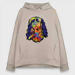 Женское худи оверсайз Берегись кавалер кинг спаниеля