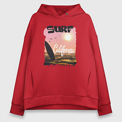 Толстовка оверсайз женская Surf California, цвет: красный
