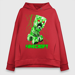 Толстовка оверсайз женская MINECRAFT CREEPER, цвет: красный