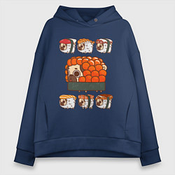 Женское худи оверсайз Мопс и роллы