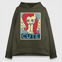 Толстовка оверсайз женская Fluttershy cute, цвет: хаки
