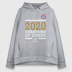 Толстовка оверсайз женская FC Bayern Munchen Champions of Europe 2020, цвет: меланж