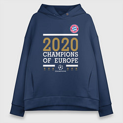 Толстовка оверсайз женская FC Bayern Munchen Champions of Europe 2020, цвет: тёмно-синий