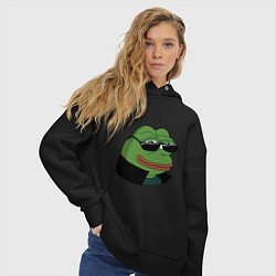 Толстовка оверсайз женская Pepe в очках EZ, цвет: черный — фото 2