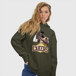 Толстовка оверсайз женская LeBron - Lakers, цвет: хаки — фото 2
