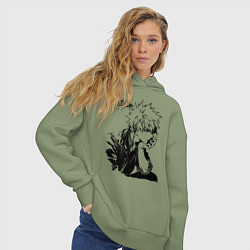 Толстовка оверсайз женская Моя геройская академия, цвет: авокадо — фото 2