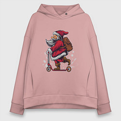 Женское худи оверсайз Санта на самокате