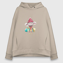 Женское худи оверсайз Мышка с подарками