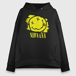 Толстовка оверсайз женская Nirvana Smile, цвет: черный
