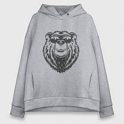 Женское худи оверсайз Русский медведь в очках