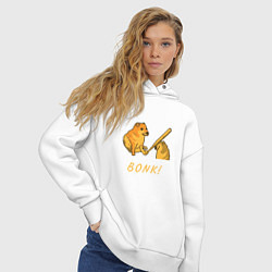 Толстовка оверсайз женская Doge Bonk go to horny jail, цвет: белый — фото 2