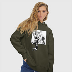 Толстовка оверсайз женская Хината против Кагеямы HAikyuu, цвет: хаки — фото 2