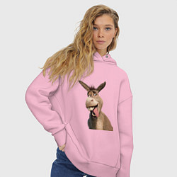 Толстовка оверсайз женская Шрек: Осел, цвет: светло-розовый — фото 2