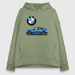 Толстовка оверсайз женская BMW X6, цвет: авокадо