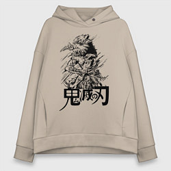 Женское худи оверсайз Иноске Хашибира Kimetsu no Yaiba