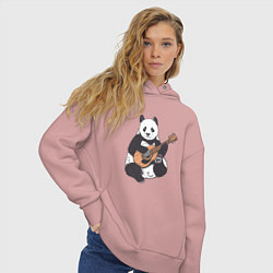 Толстовка оверсайз женская Панда гитарист Panda Guitar, цвет: пыльно-розовый — фото 2
