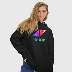 Толстовка оверсайз женская AVICII RAIBOW, цвет: черный — фото 2