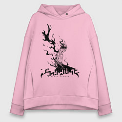 Толстовка оверсайз женская Черный Аста Черный Клевер, цвет: светло-розовый