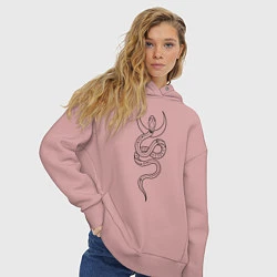 Толстовка оверсайз женская Лунная змея, цвет: пыльно-розовый — фото 2