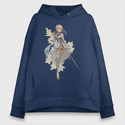 Толстовка оверсайз женская Люмин с цветами, цвет: тёмно-синий