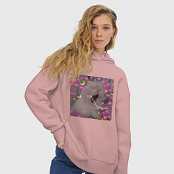 Толстовка оверсайз женская Мем котик, цвет: пыльно-розовый — фото 2