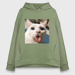 Толстовка оверсайз женская Мем про кота, цвет: авокадо