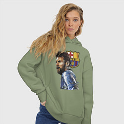 Толстовка оверсайз женская Lionel Messi Barcelona Argentina Striker, цвет: авокадо — фото 2