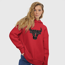 Толстовка оверсайз женская Bulls - Jordan, цвет: красный — фото 2