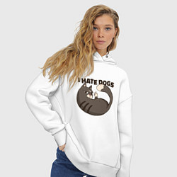 Толстовка оверсайз женская I hate dogs Я ненавижу собак, цвет: белый — фото 2