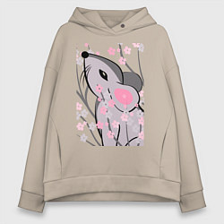 Женское худи оверсайз Мышка и сакура