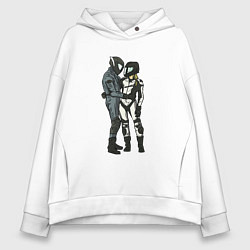 Толстовка оверсайз женская Влюблённые мотоциклисты, цвет: белый