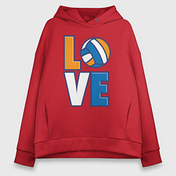 Толстовка оверсайз женская Love Volleyball, цвет: красный
