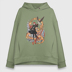 Толстовка оверсайз женская Дилюк в деле, цвет: авокадо