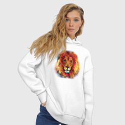 Толстовка оверсайз женская Лев акварельный, цвет: белый — фото 2