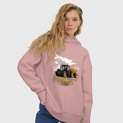 Толстовка оверсайз женская JOHN DEERE I Джон Дир!, цвет: пыльно-розовый — фото 2