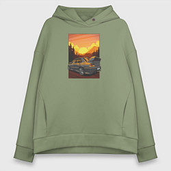 Толстовка оверсайз женская Mitsubishi lancer VIII, цвет: авокадо