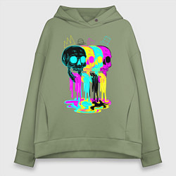 Женское худи оверсайз 4 ЧЕРЕПА SKULLS NEON