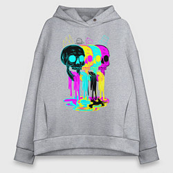 Женское худи оверсайз 4 ЧЕРЕПА SKULLS NEON