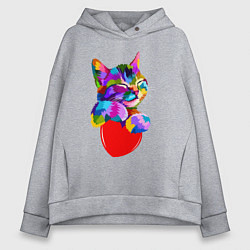 Женское худи оверсайз РАДУЖНЫЙ КОТИК RAINBOW KITTY