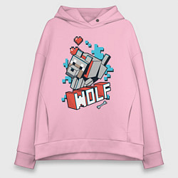 Толстовка оверсайз женская Майнкрафт Волк, Minecraft Wolf, цвет: светло-розовый