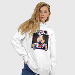 Толстовка оверсайз женская ЗЛОЙ МОРОЖЕНЩИК, цвет: белый — фото 2