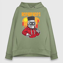 Женское худи оверсайз Робот с микрофоном