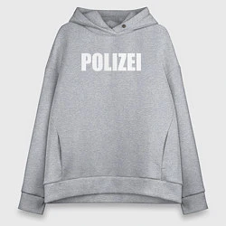 Толстовка оверсайз женская POLIZEI Полиция Надпись Белая, цвет: меланж
