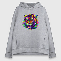 Толстовка оверсайз женская Color Tiger, цвет: меланж