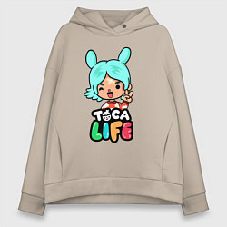 Толстовка оверсайз женская Toca Life, цвет: миндальный