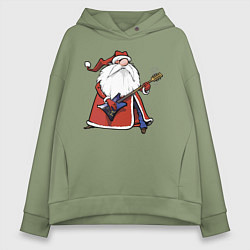 Женское худи оверсайз Дед Мороз гитарист
