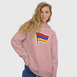 Толстовка оверсайз женская Флаг Армении, цвет: пыльно-розовый — фото 2